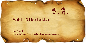 Vahl Nikoletta névjegykártya